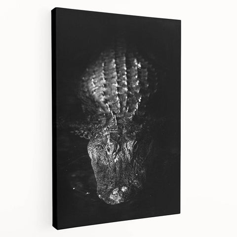Stretched canvas wall art featuring a vibrant design of reptiles, including alligators and crocodiles, showcasing intricate details and bold colors, ideal for wildlife enthusiasts.