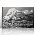 Framed acrylic wall art depicting a vibrant reptile design featuring alligators and crocodiles, set against a sleek black background, perfect for wildlife enthusiasts.