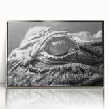 Framed acrylic wall art featuring a vibrant design of reptiles, alligators, and crocodiles in a silver frame, perfect for wildlife-themed decor.