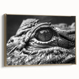 Framed wall art featuring a vibrant design of gators and crocodiles, showcasing detailed illustrations in colors of green and gold, perfect for reptile enthusiasts.