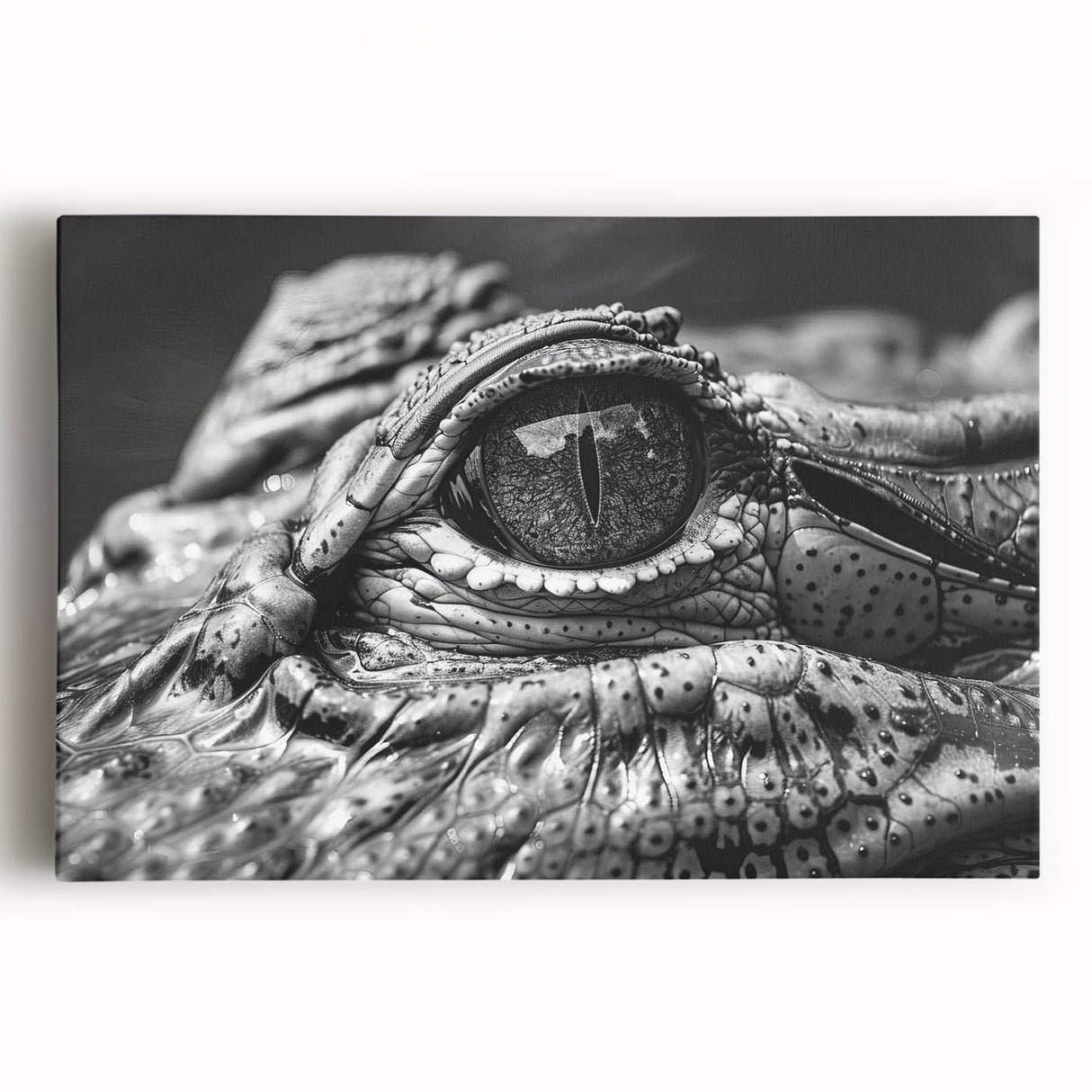Vibrant stretched canvas wall art showcasing a detailed design of reptiles, including gators and crocodiles, perfect for nature enthusiasts' decor.