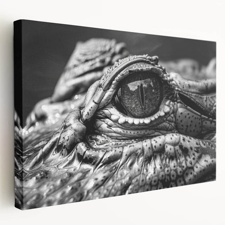 Stretched canvas wall art showcasing a vibrant design of reptiles, featuring alligators and crocodiles in a colorful, detailed composition ideal for nature lovers.