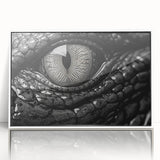 Framed acrylic wall art showcasing a vibrant design of reptiles, including alligators and crocodiles, with a sleek white frame, perfect for enhancing decor.