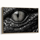 Framed canvas wall art showcasing a vibrant design of reptiles, including gators and crocodiles, with a gold frame adding elegance, ideal for nature enthusiasts.