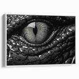 Framed wall art featuring a vibrant design of reptiles, including gators and crocodiles, against a white background, perfect for nature enthusiasts and modern decor.