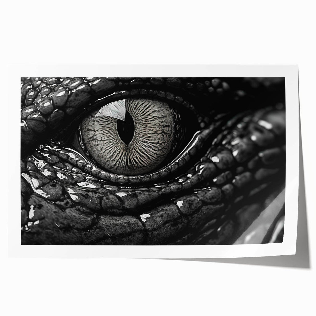 Vibrant wall art print showcasing a detailed illustration of reptiles, including alligators and crocodiles, perfect for nature enthusiasts and home decor.