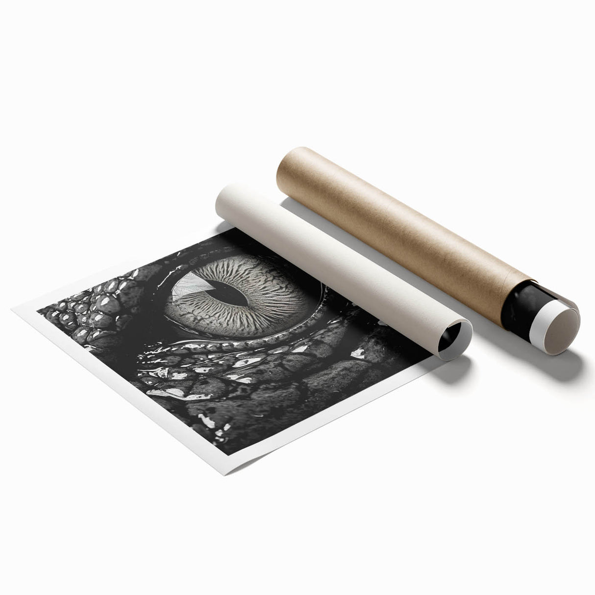 Vibrant wall art print showcasing a detailed reptile design featuring alligators and crocodiles, ideal for wildlife enthusiasts, presented in a rolled format.