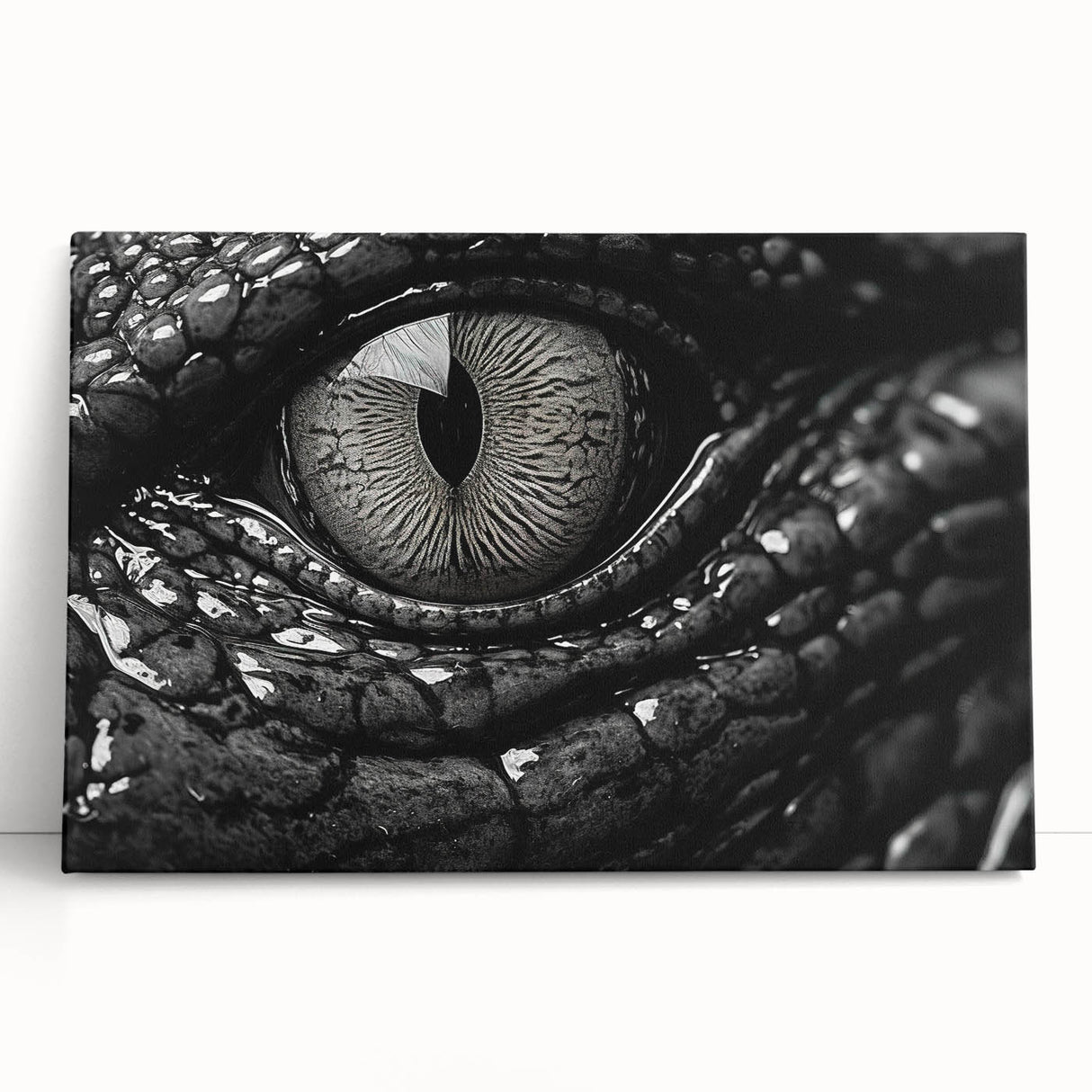 Stretched canvas wall art featuring vibrant reptile designs, including alligators and crocodiles, ideal for wildlife enthusiasts and home decor.