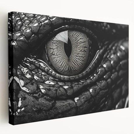 Stretched canvas wall art showcasing a vibrant reptile design featuring alligators and crocodiles in a natural setting, perfect for animal lovers and home decor enthusiasts.
