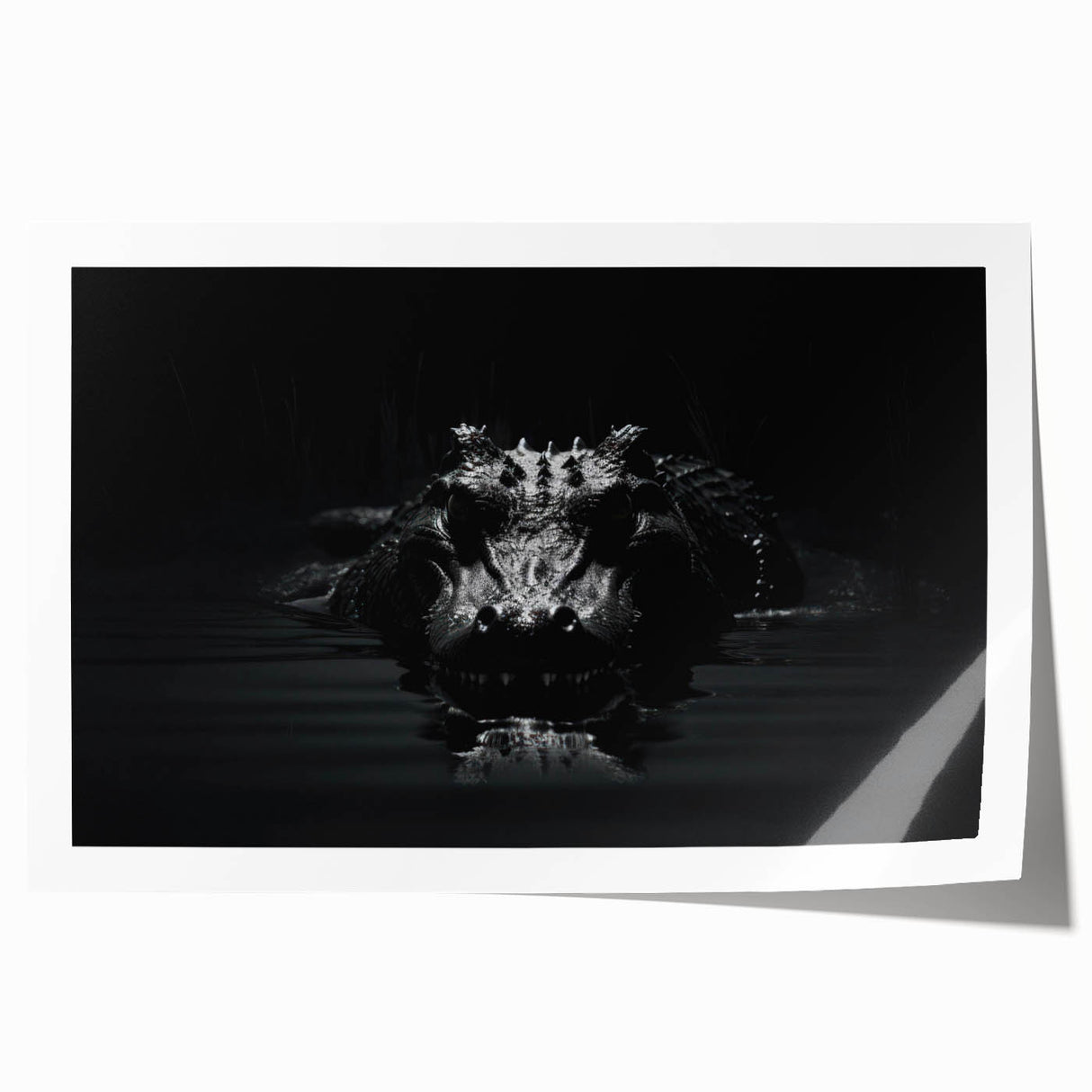 Vibrant wall art print showcasing a detailed illustration of reptiles, including alligators and crocodiles, perfect for nature enthusiasts and decor lovers.