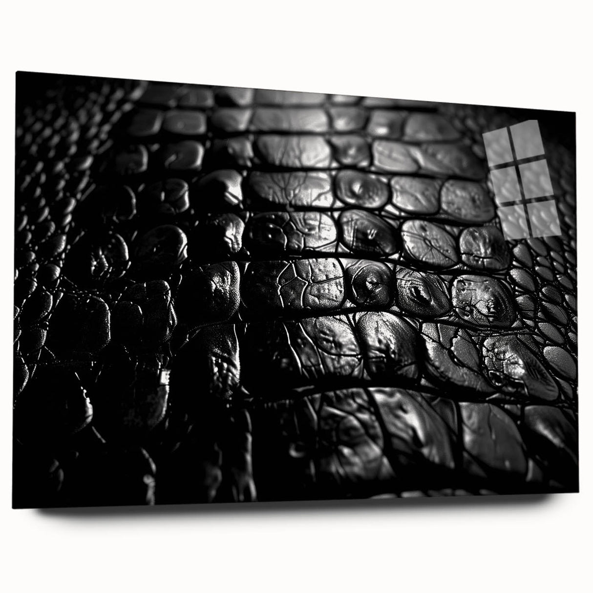 Acrylic wall art featuring a vibrant design of reptiles, specifically alligators and crocodiles, displayed in a side view without pins, perfect for nature enthusiasts.