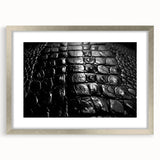 Framed wall art collection showcasing a vibrant reptile design featuring alligators and crocodiles, with a sleek silver frame and mat, ideal for home decor.