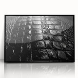 Framed wall art collection featuring a vibrant design of reptiles, gators, and crocs in a sleek black frame, ideal for nature enthusiasts and modern decor.