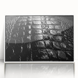Framed acrylic wall art collection featuring vibrant reptile designs of gators and crocodiles, set against a white background for a modern decor touch.