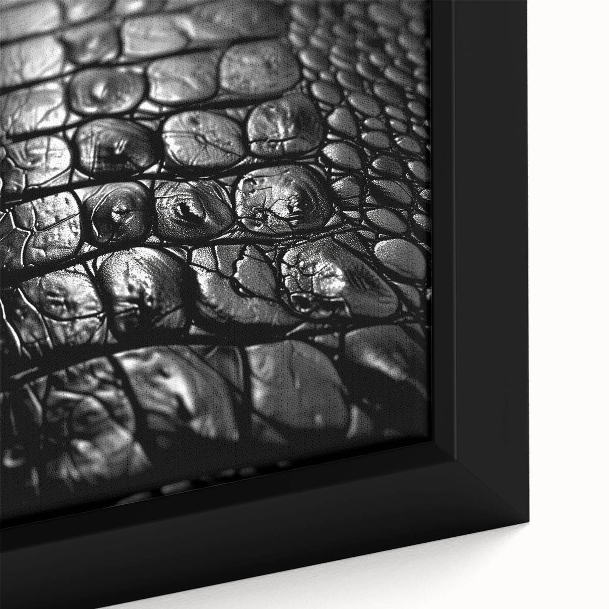 Close-up of a framed wall art collection showcasing vibrant reptile-themed gators and crocodiles design, featuring intricate details and vivid colors, perfect for wildlife enthusiasts.