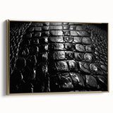 Framed wall art featuring a stylish design of reptiles, gators, and crocodiles, with a gold frame, perfect for adding a touch of nature-inspired elegance to any room.