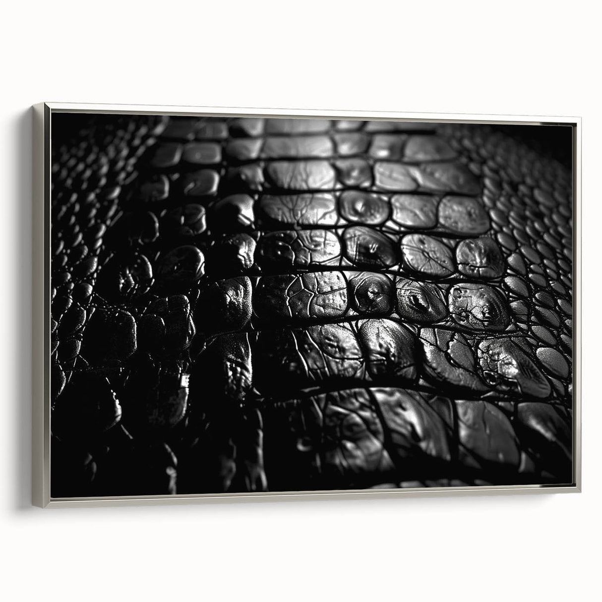 Framed canvas wall art showcasing a side view of a crocodile and alligator design, featuring vibrant colors and intricate details, perfect for reptile enthusiasts.