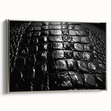 Framed canvas wall art showcasing a side view of a crocodile and alligator design, featuring vibrant colors and intricate details, perfect for reptile enthusiasts.