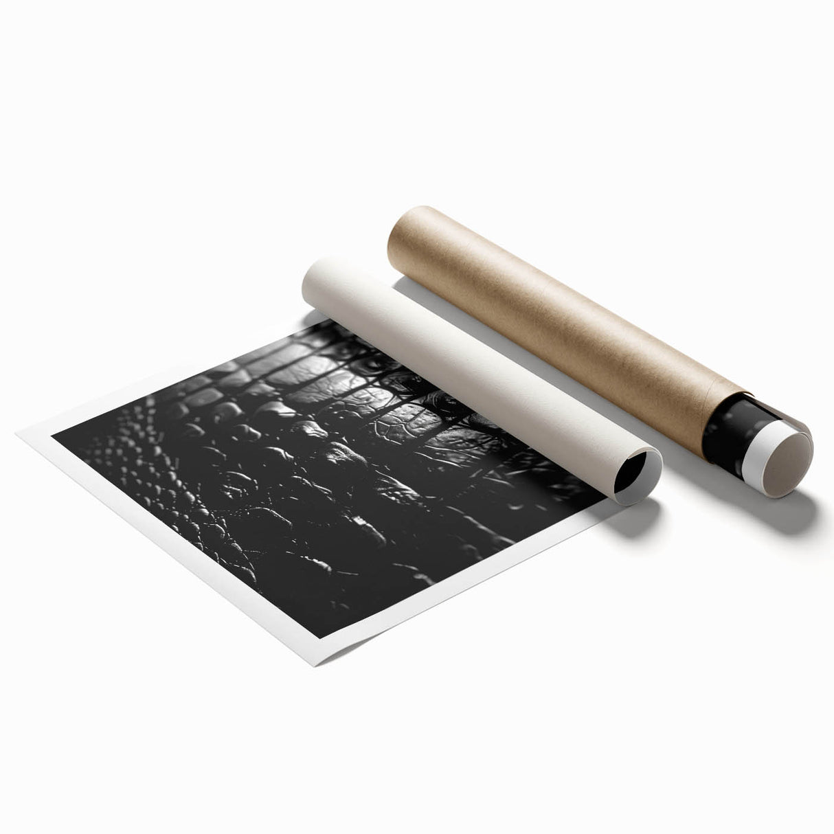 Rolled print showcasing a vibrant reptile-themed wall art design featuring alligators and crocodiles, ideal for wildlife enthusiasts and home decor.