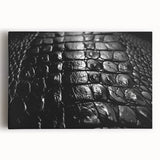 Stretched canvas wall art featuring a vibrant design of reptiles, gators, and crocodiles, showcasing intricate details and vivid colors for a striking home decor piece.