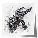 Stylish wall art collection featuring vibrant designs of reptiles, including alligators and crocodiles, set against a glossy background, perfect for nature enthusiasts.