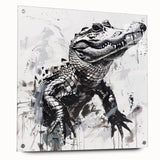 Colorful acrylic wall art collection showcasing detailed reptile designs, including gators and crocodiles, displayed in a side view with decorative pins.