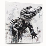 Acrylic glass wall art featuring a vibrant reptile design showcasing alligators and crocodiles in a dynamic side view, perfect for wildlife enthusiasts’ decor.