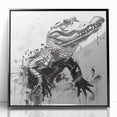 Framed wall art collection featuring a striking design of reptiles, including alligators and crocodiles, with a sleek black frame, ideal for nature enthusiasts and modern decor.