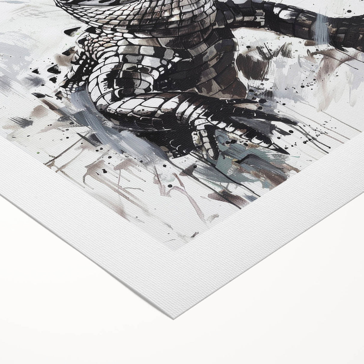 Colorful rolled canvas print showcasing a vibrant reptile-themed wall art design featuring alligators and crocodiles, perfect for home decor or nature enthusiasts.