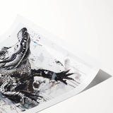 Colorful rolled print showcasing a detailed design of reptiles, gators, and crocodiles, ideal for wildlife enthusiasts, packaged securely in a protective tube.