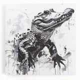 Vibrant wall art collection featuring reptiles, including gators and crocodiles, printed on stretched canvas, ideal for enhancing home decor with a nature theme.