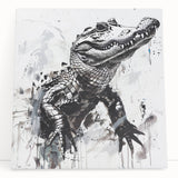 Vibrant stretched canvas wall art showcasing a stunning design of reptiles, including alligators and crocodiles, perfect for nature enthusiasts and home decor.