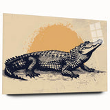 Vibrant acrylic wall art featuring a collection of reptilian designs, including alligators and crocodiles, displayed in a sleek glass frame, perfect for wildlife enthusiasts.