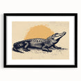 Black-framed wall art featuring a vibrant design of reptiles, including alligators and crocodiles, showcasing intricate details and colors suitable for wildlife enthusiasts.