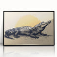 Framed wall art collection showcasing a vibrant gator and crocodile design in black acrylic, perfect for reptile enthusiasts. Ideal for home decor or office spaces.