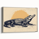 Framed wall art collection showcasing a vibrant reptile design featuring alligators and crocodiles, displayed in a sleek silver frame, perfect for nature enthusiasts.