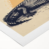 Rolled canvas showcasing a vibrant reptile-themed wall art design featuring alligators and crocodiles, ideal for adding a unique touch to home decor. The artwork is presented in a protective cardboard tube for safe delivery.