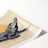 Vibrant wall art print showcasing a detailed design of reptiles, including alligators and crocodiles, perfect for enhancing any nature-themed decor.