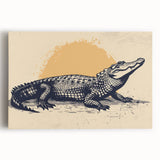 Stretched canvas wall art showcasing a vivid design of reptiles, including alligators and crocodiles, in a striking natural color palette. Perfect for wildlife enthusiasts.