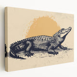 Vibrant stretched canvas wall art showcasing a detailed side view of a crocodile and alligator design, perfect for reptile enthusiasts and home decor.