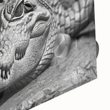 Close-up of a vibrant acrylic wall art piece showcasing detailed reptile designs, featuring alligators and crocodiles in a striking color palette, perfect for wildlife enthusiasts.