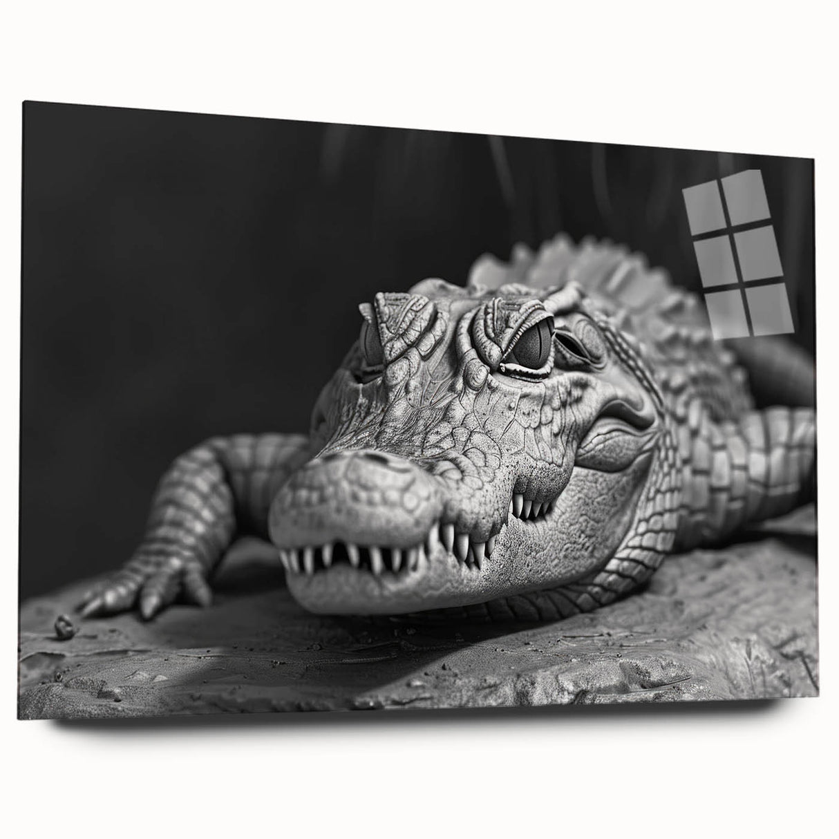 Colorful acrylic wall art collection showcasing vibrant reptile designs featuring alligators and crocodiles, displayed in a side view, perfect for animal lovers.
