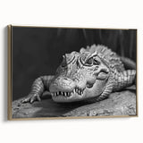 Framed wall art collection showcasing a vibrant design of reptiles, including alligators and crocodiles, with a gold frame, perfect for nature enthusiasts.