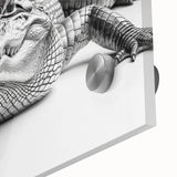 Close-up of a vibrant acrylic wall art piece showcasing a detailed design of reptiles, gators, and crocodiles, perfect for nature enthusiasts and wildlife decor.