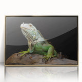 Framed wall art showcasing a vibrant lizard design with a gold-acrylic finish, perfect for reptile enthusiasts and modern home decor. Ideal for adding a unique touch to any room.