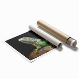 Colorful reptile-themed wall art print showcasing a vibrant lizard design, perfect for home decor enthusiasts and nature lovers. Ideal for enhancing any room's aesthetic appeal.