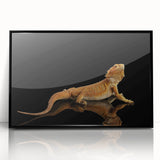 Framed acrylic wall art featuring a vibrant reptile lizard design with a black frame, ideal for enhancing modern home decor and adding a touch of nature-inspired elegance.