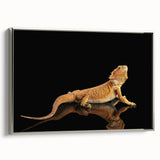 Framed wall art featuring a striking reptile lizard design on canvas, showcasing vibrant colors and detailed textures, perfect for enhancing modern interior decor.