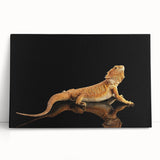 Vibrant lizard-themed wall art design on a stretched canvas, featuring intricate details and bright colors, perfect for reptile enthusiasts or modern decor.