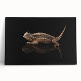 Stretched canvas wall art displaying a vibrant reptile and lizard design, perfect for nature enthusiasts, showcasing vivid colors and intricate details in a modern decor setting.